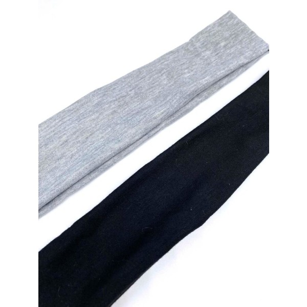 2 Stretch Hårband i polyester C:a 5~6 x 20 cm.  1 Svart 1 grå