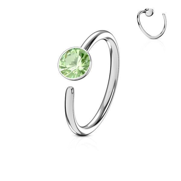 Piercingring i Titanium-IP 316L kirurgiskt stål med Peridot CZ