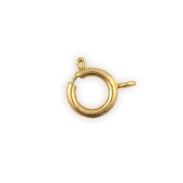 10 st  Spring ring lås guldpläterade Ø 6 mm. hål 1,5 mm.