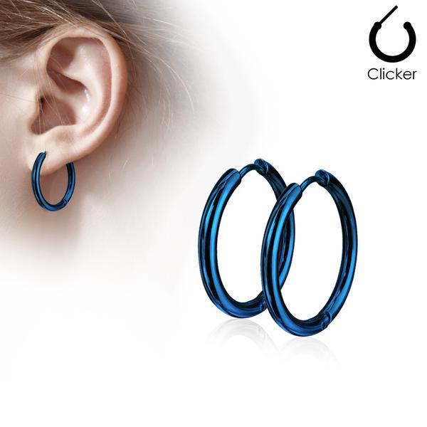 1 par 15 mm Hoops øreringe i IP blå belagt 316L kirurgisk stål