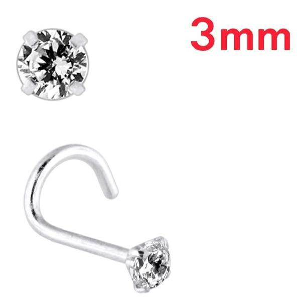 2 påskruede næsepiercinger i 316L stål med 3 mm rund zirkon