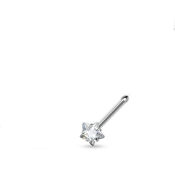 1 stk. Næsepiercing i 316L stål med 3 mm stjerneformet cubic zirconia
