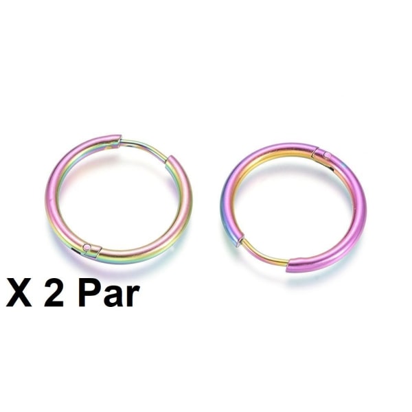 Note 2 par 16 mm Hoops øreringe i regnbuebelagt 316L stål