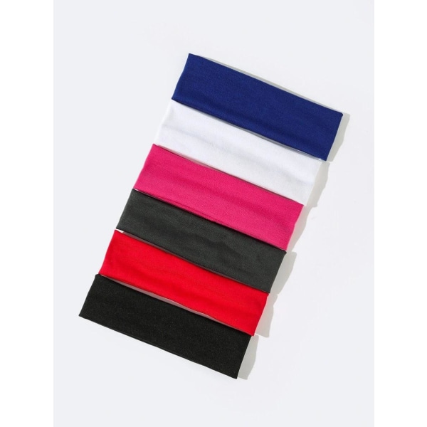 6 st Stretch Hårband i polyester 4,5 x19 cm. 6 färger