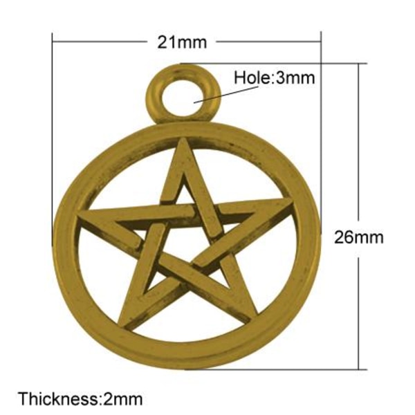 12 st. Pentagramformade nickelfra guldpläterade berlocker