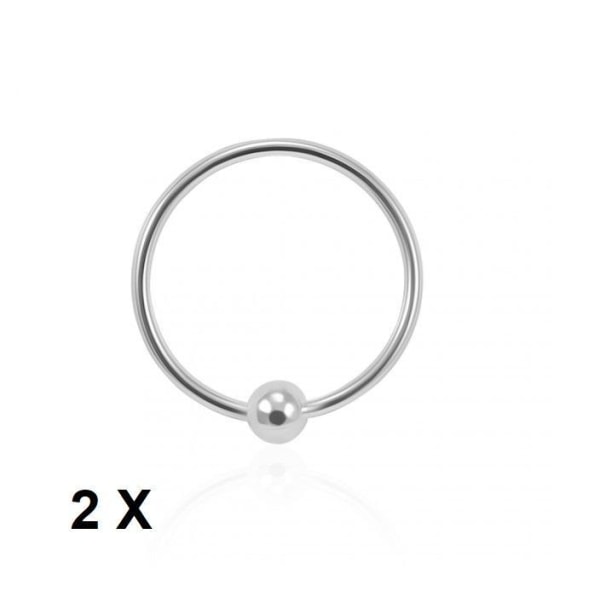 OBS! 2 X 9 mm.Piercing ring  i 925 Sterling Silver med kula