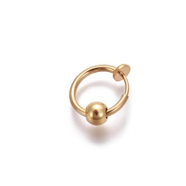 Guldpläterad Clip On Ring med avtagbar kula (13 mm i diameter) Guld
