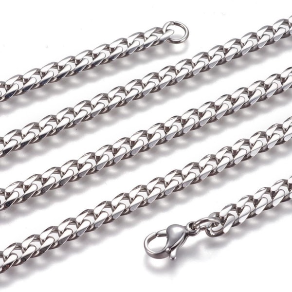 Unisex platinbelagt kæde i AISI 304 stål 60 cm lang, 5 mm bred Platinum steel