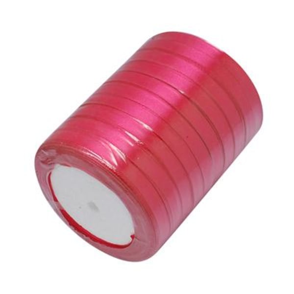 1 Rulle (25yard=22,89 mt.) röd/rosa satinband 12 mm. bred