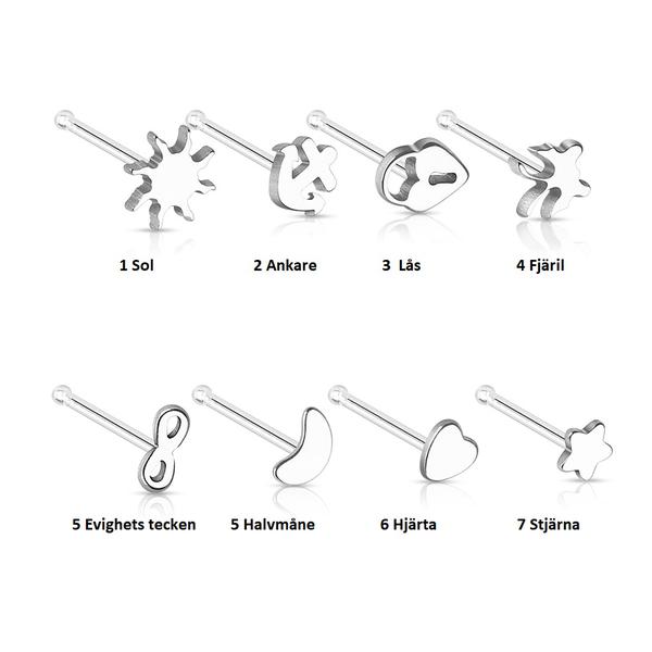 1 st Näspiercing i 316 Kirurgiskt stål (8  val) 6 Halvmåne