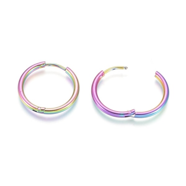 1Par 20 mm Hoops örhängen i Rainbowpläterad 316L kirurgiskt stål