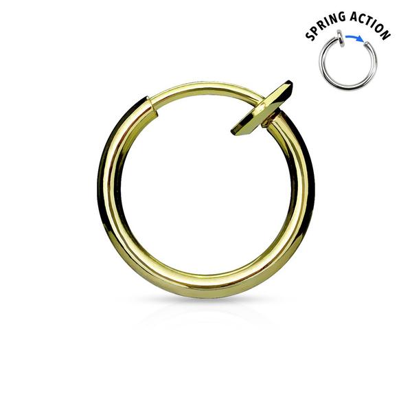 Clip On Titanium pläterad ring för näsa (Non-Piercing Septum) clip on ring guld