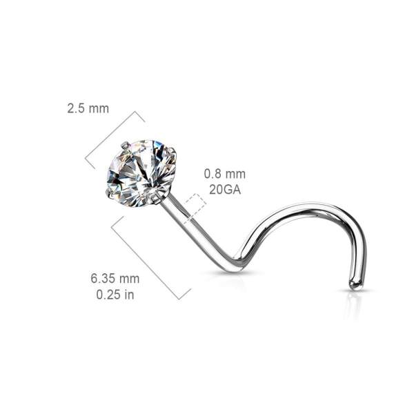 Rea_REA_2 Skruvbara näspiercingar i Titanumpläterad med 2,5mm CZ