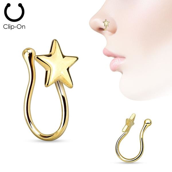 Clip On Stjärnformad "fake" näspiercing (4  val) 1 guld