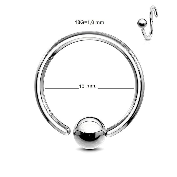 Flexibel BCR Piercing i IP titaniumpläterad 316L stål 20G1,0 x10