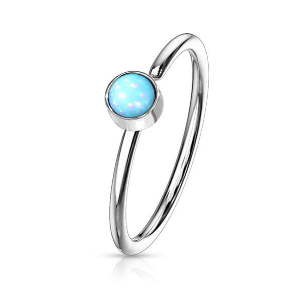 1Nesepiercing ring i 316 stål med "Glow in the dark" Blå stein