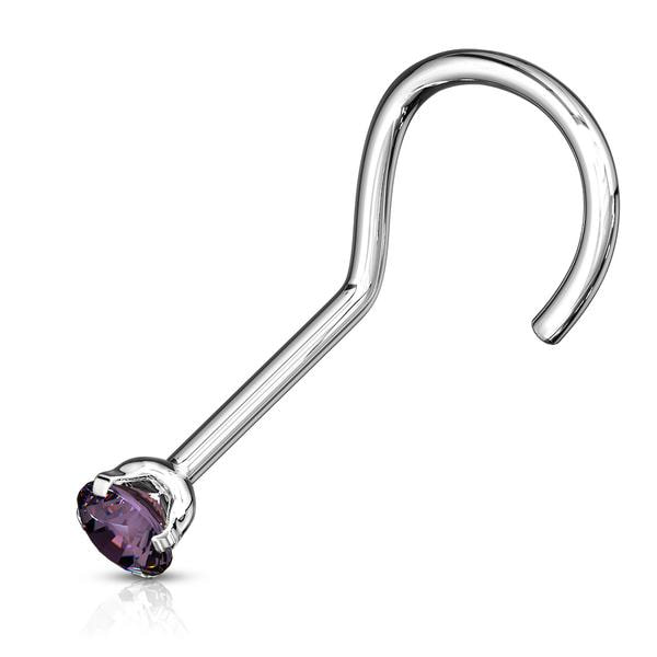 1 stk. Påskrudd nesepiercing i 316L stål med 3 mm CZ (8 fargevalg) 7 Rosa