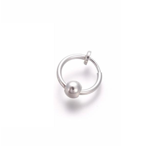 Silverpläterad Clip On Ring med avtagbar kula (13 mm i diameter) Silver