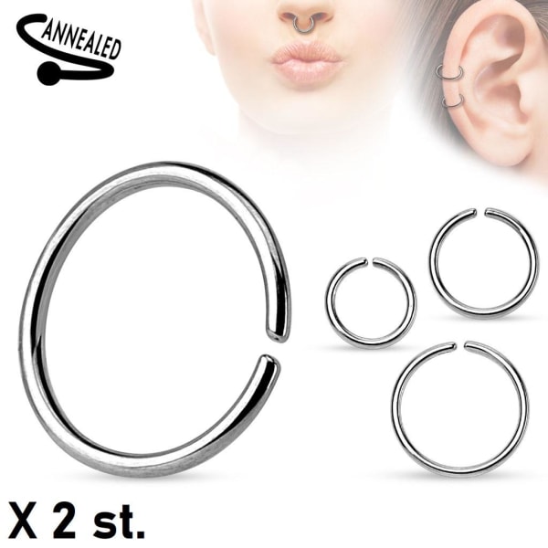 2 stk. 10 mm Piercing ring i glødet 316L kirurgisk stål (8 valg) 8 Stål