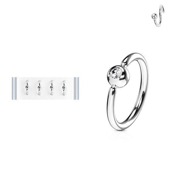 Pack 4 Piercingringar i Titanium-IP 316L stål (8 Ø /1,0) med CZ