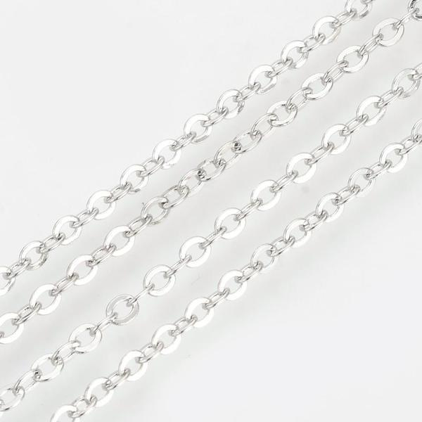 5  Nickelfri Platinapläterad mässingkedja c:a 60 cm. lång
