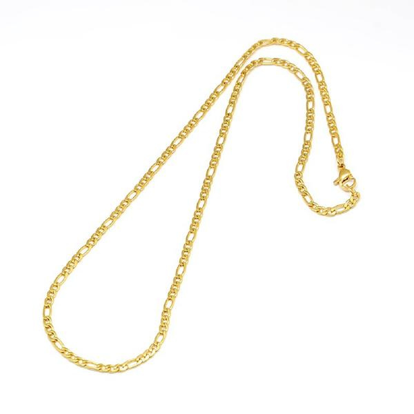 Unisex Guldpläterda kedja i AISI 304 stål 45 cm. lång 3 mm bred. Gold Guld 
