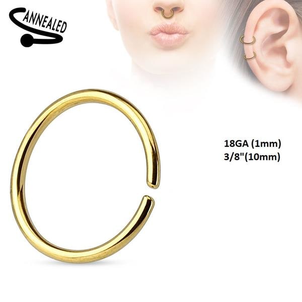 10 mm Guldpläterad Piercing ring i 316L Kirurgiskt stål 1 mm.