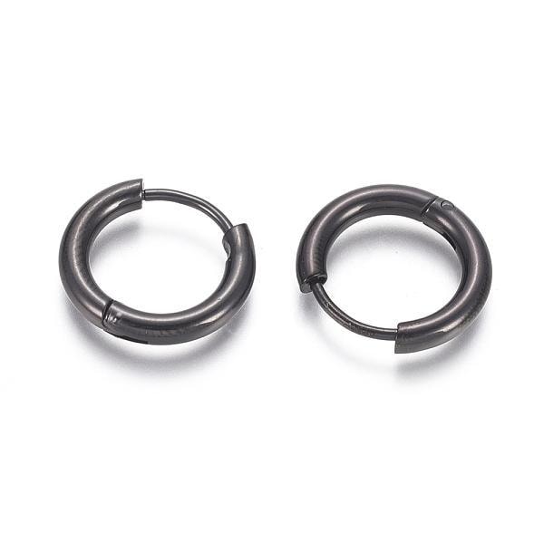 1 par 17 mm Hoops øreringe i sort 316L kirurgisk stål