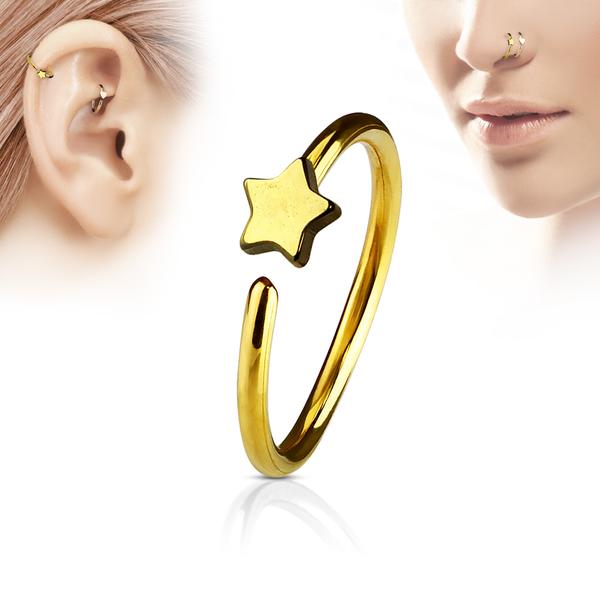 Stjärnformad Piercingring i Härdad 316L kirurgiskt stå ( 5 Val) 5 rainbow färgad