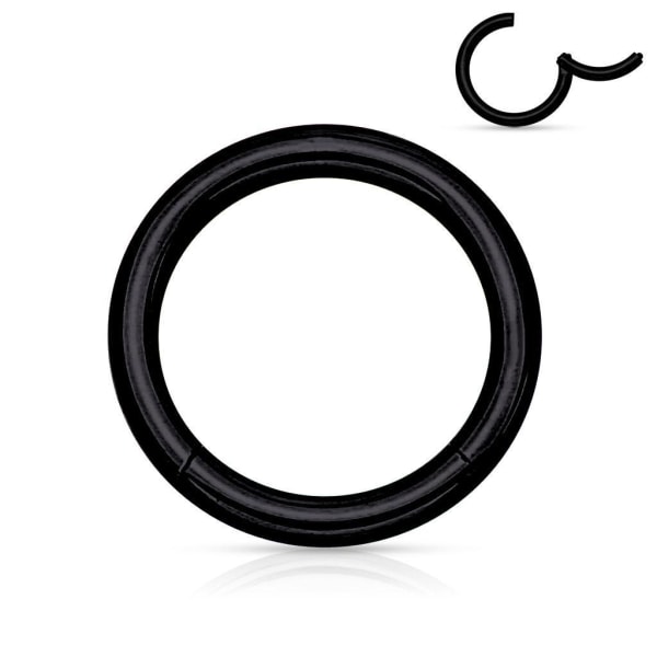 10 mm "Hinged" Segment Piercing Ring i Implant Titanium 1,2 mm tykk Black 2 Svart