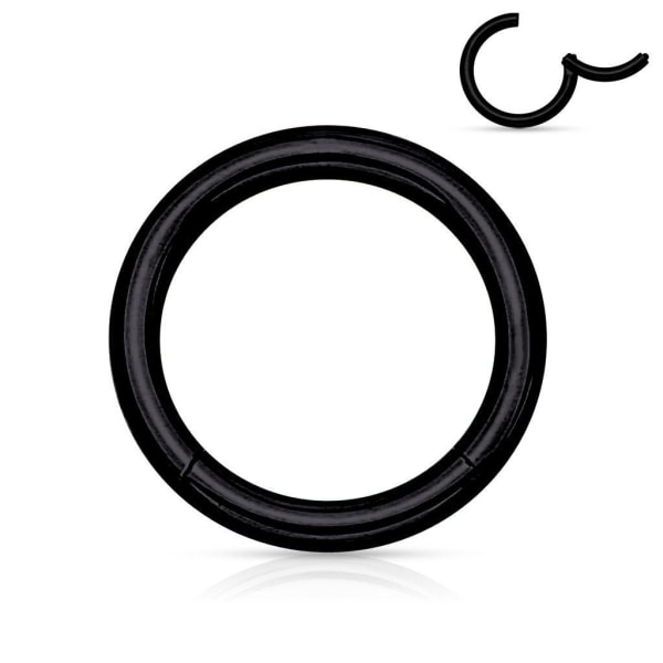 10 mm"Hinged"Segment Piercingring i Svart Implant Titanium Black 2 Svart