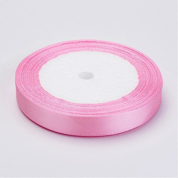 1 Rulle (25yard=22,89 mt.) Rosa satinband 12 mm. bred