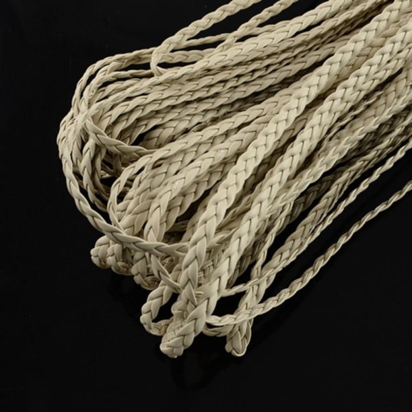 10 mt sildeben håndflettet beige PU-læder (kunstigt læder) Beige