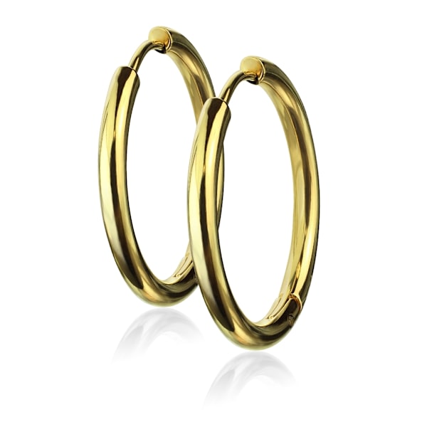 1Par 25 mm Hoops örhängen i Guldpläterad 316L kirurgiskt stål