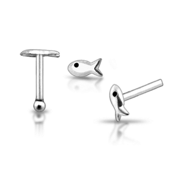 1 st. Fiskformad näspiercing i Sterling silver(R)