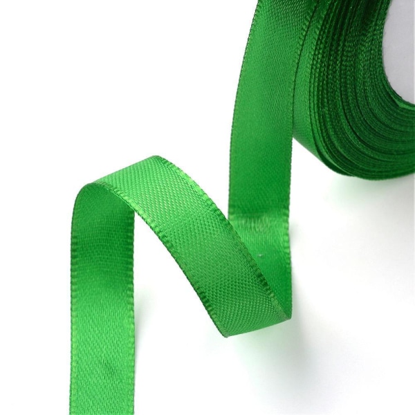 2 Rullar (2x25yard=22,89 mt.) Grön satinband 12 mm. bred