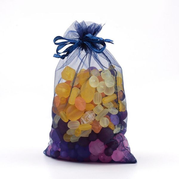 25 andsydda Stora Marin Blå  0rganza påsar c:a 10 x12 cm