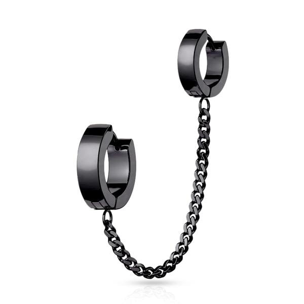 Tragus Linked kæde med Hoops øreringe i IP-316L kirurgisk stål 5 rainbow