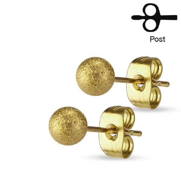 Studs i 316L Guldpläterad stål med 7 mm Sandblästrade kulor