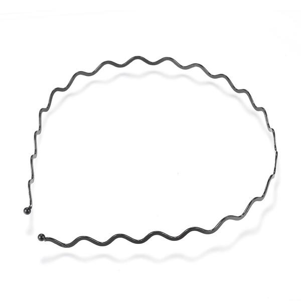 Bølget svart tynn metall tiara (3 mm tykk)