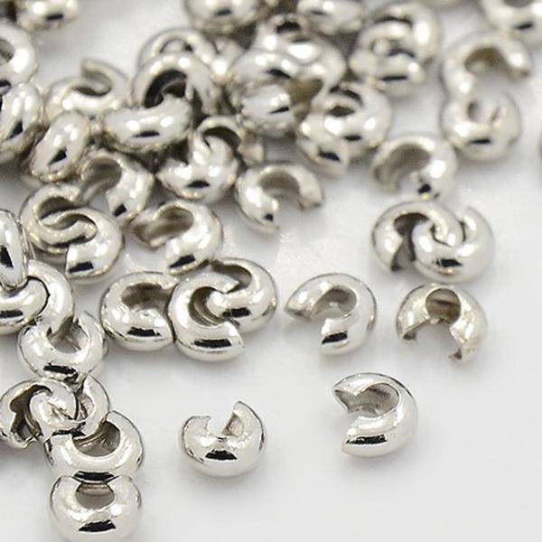 200 Nickelfria Platinapläterade  Täckare till klämpärlor 4 mm