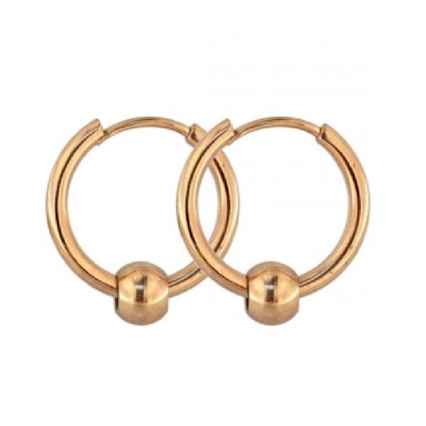 1 Par 10 mm. Hoops örhängen i IP Pläterad stål med kula Silvergrå