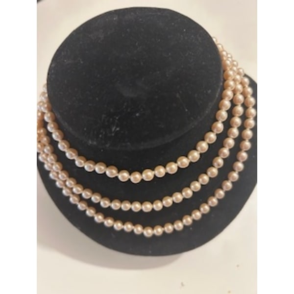 REA___Jablonex Vintage 120 cm. lång halsband med 6mm.  glaspärlor