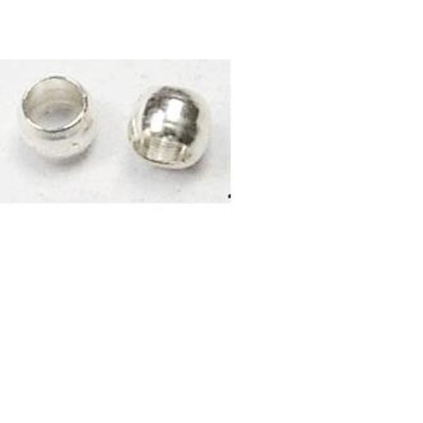 Drygt 200 st. silverpläterade 2 mm. klämpärlor, hål 1,2 mm.