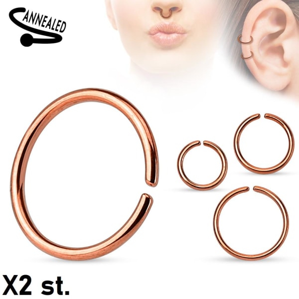 2 stk. 10 mm Piercing ring i udglødet 316L kirurgisk stål (8 valg) 6 Rödguld