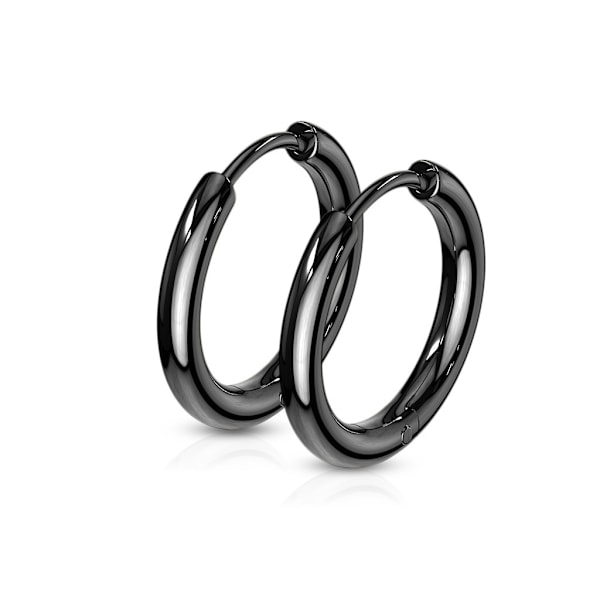 REA__REA___1 Par 8 mm Hoops örhängen i Svart 316L  stål