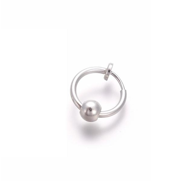 Silverpläterad Clip On Ring med avtagbar kula (13 mm i diameter) Silver silver