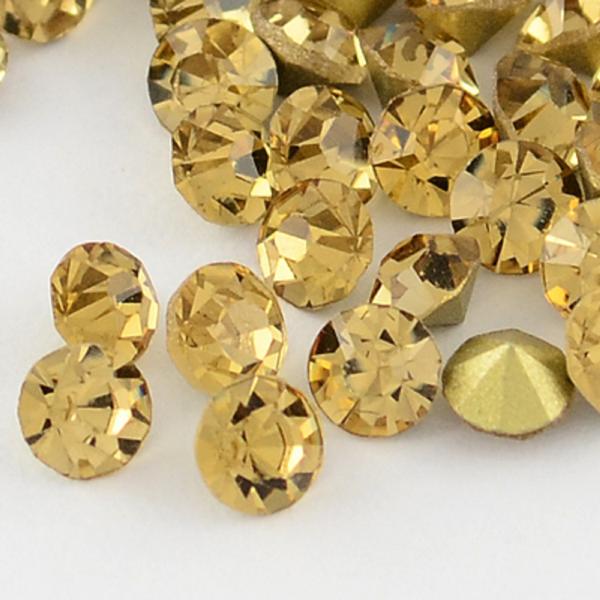 100 Sitrin koniske Swarovski-krystaller for innlegg Ø 3,4 mm