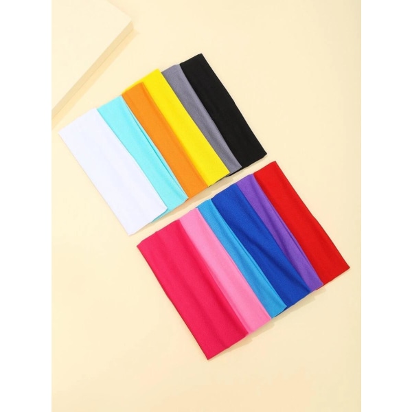 12 st Stretch Hårband i polyester 7 x20 cm. 12 färger