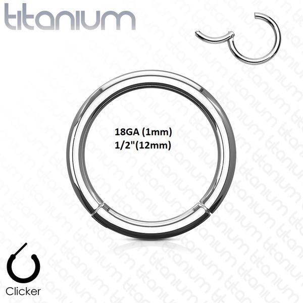 12 mm "Hinged" Segment Piercingring i Implant Titanium 1mm tiock